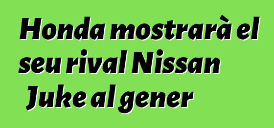 Honda mostrarà el seu rival Nissan Juke al gener