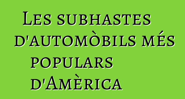 Les subhastes d'automòbils més populars d'Amèrica