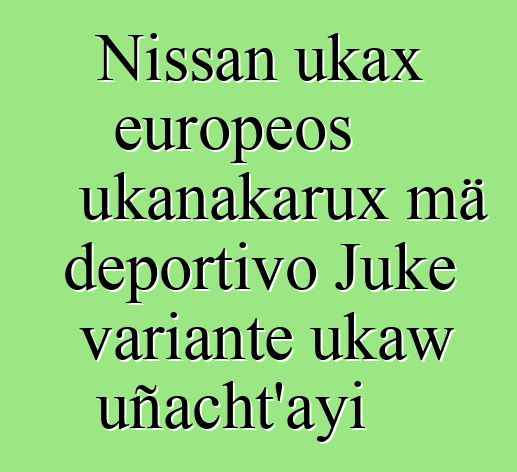 Nissan ukax europeos ukanakarux mä deportivo Juke variante ukaw uñacht’ayi