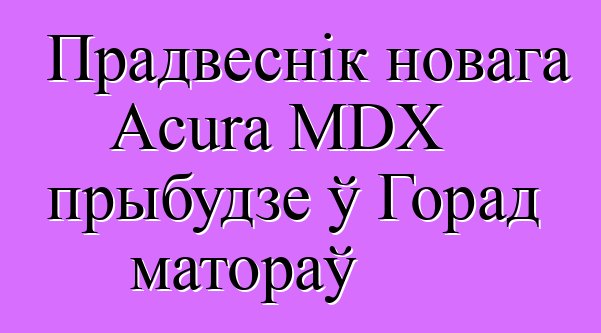 Прадвеснік новага Acura MDX прыбудзе ў Горад матораў