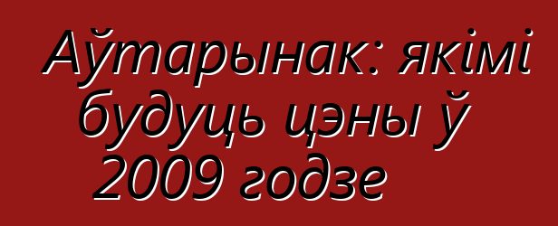 Аўтарынак: якімі будуць цэны ў 2009 годзе
