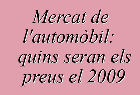 Mercat de l'automòbil: quins seran els preus el 2009
