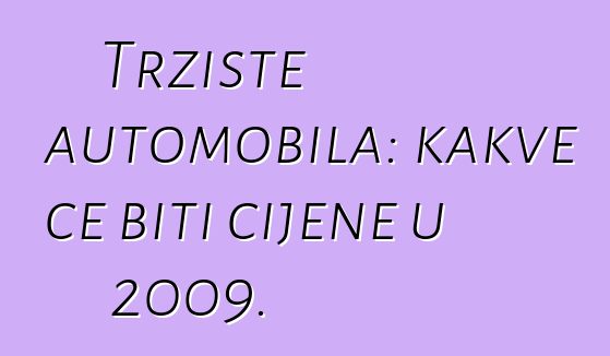Tržište automobila: kakve će biti cijene u 2009.