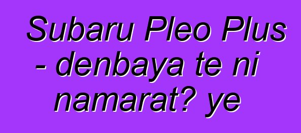 Subaru Pleo Plus - denbaya tɛ ni namaratɔ ye