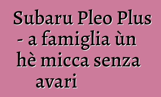 Subaru Pleo Plus - a famiglia ùn hè micca senza avari