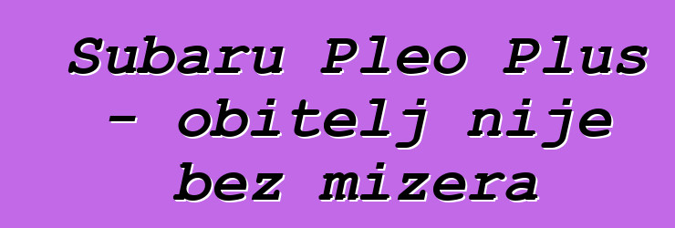 Subaru Pleo Plus - obitelj nije bez mizera