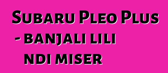 Subaru Pleo Plus - banjali lili ndi miser