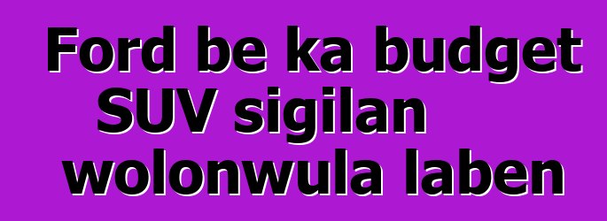 Ford bɛ ka budget SUV sigilan wolonwula labɛn