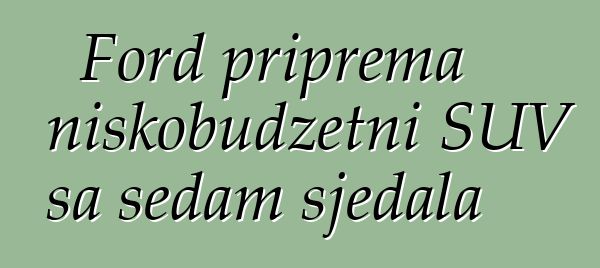 Ford priprema niskobudžetni SUV sa sedam sjedala