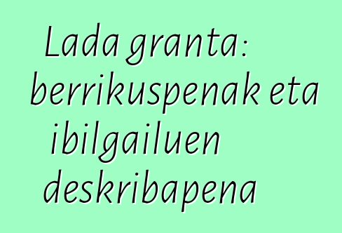 Lada granta: berrikuspenak eta ibilgailuen deskribapena