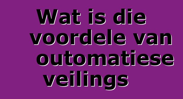 Wat is die voordele van outomatiese veilings