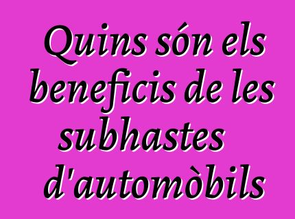 Quins són els beneficis de les subhastes d'automòbils
