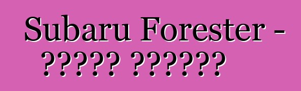 Subaru Forester - የባለቤት ግምገማዎች