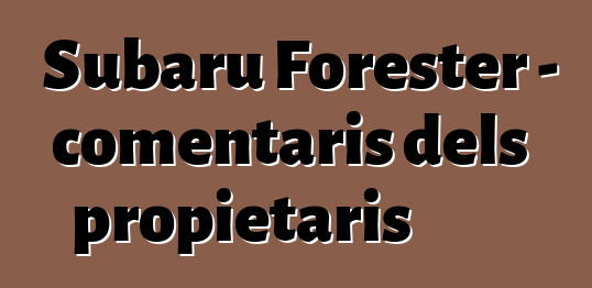 Subaru Forester – comentaris dels propietaris