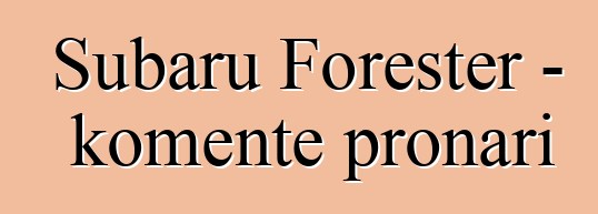 Subaru Forester – komente pronari