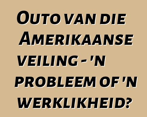 Outo van die Amerikaanse veiling - 'n probleem of 'n werklikheid?
