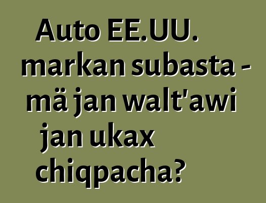 Auto EE.UU. markan subasta - mä jan walt'awi jan ukax chiqpacha?