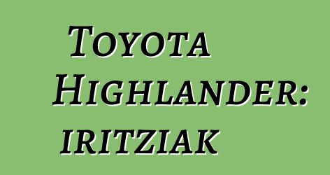 Toyota Highlander: iritziak