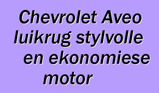 Chevrolet Aveo luikrug stylvolle en ekonomiese motor