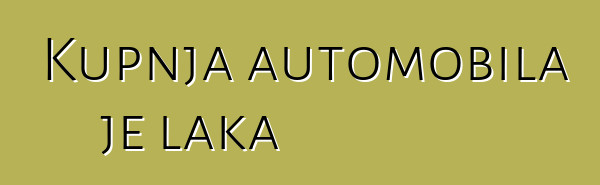 Kupnja automobila je laka