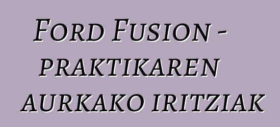 Ford Fusion - praktikaren aurkako iritziak