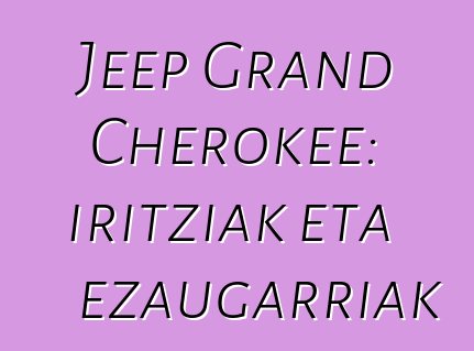 Jeep Grand Cherokee: iritziak eta ezaugarriak