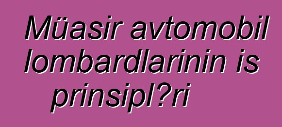 Müasir avtomobil lombardlarının iş prinsipləri