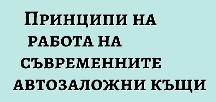 Принципи на работа на съвременните автозаложни къщи