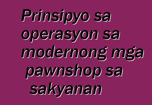 Prinsipyo sa operasyon sa modernong mga pawnshop sa sakyanan