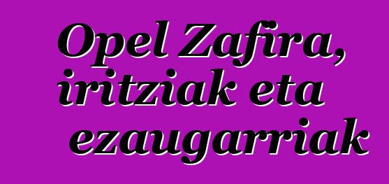 Opel Zafira, iritziak eta ezaugarriak