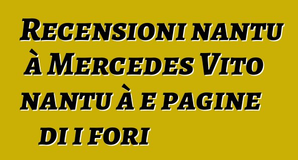 Recensioni nantu à Mercedes Vito nantu à e pagine di i fori