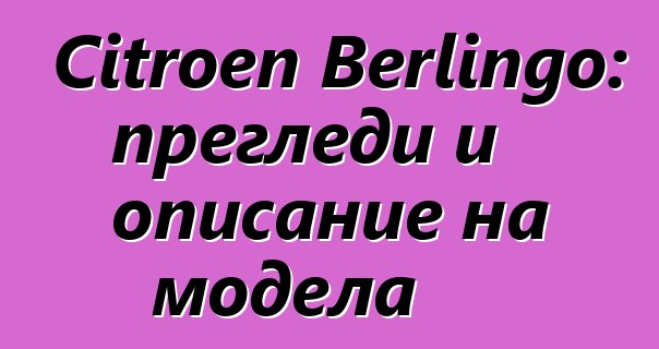 Citroen Berlingo: прегледи и описание на модела