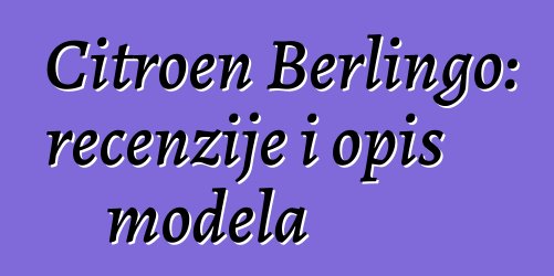Citroen Berlingo: recenzije i opis modela