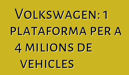 Volkswagen: 1 plataforma per a 4 milions de vehicles