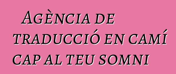 Agència de traducció en camí cap al teu somni