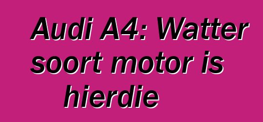 Audi A4: Watter soort motor is hierdie