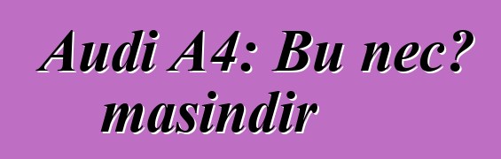 Audi A4: Bu necə maşındır