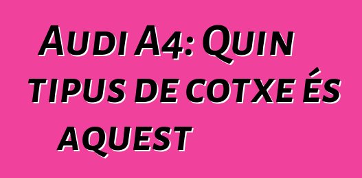 Audi A4: Quin tipus de cotxe és aquest