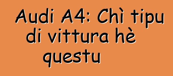 Audi A4: Chì tipu di vittura hè questu