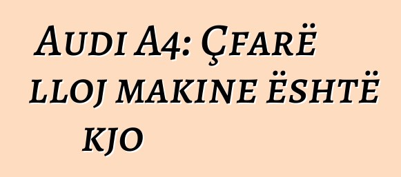 Audi A4: Çfarë lloj makine është kjo