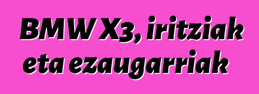 BMW X3, iritziak eta ezaugarriak