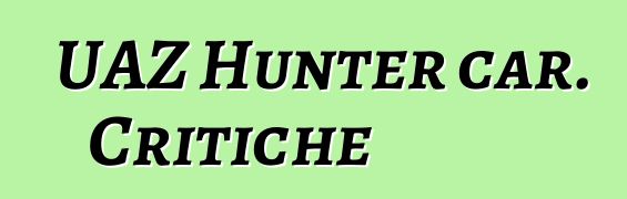 UAZ Hunter car. Critiche