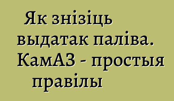 Як знізіць выдатак паліва. КамАЗ - простыя правілы