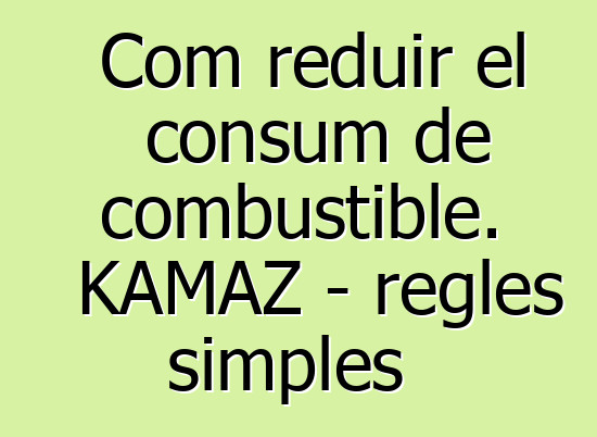 Com reduir el consum de combustible. KAMAZ - regles simples