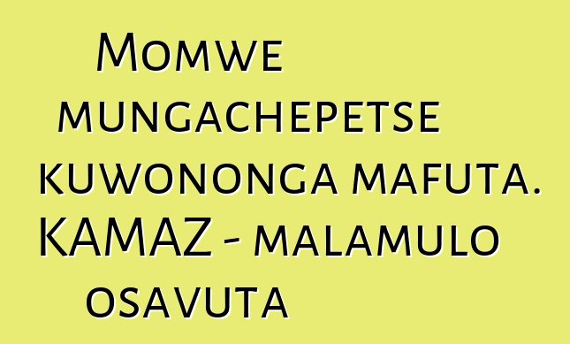 Momwe mungachepetse kuwononga mafuta. KAMAZ - malamulo osavuta
