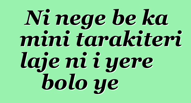 Ni nege bɛ ka mini tarakitɛri lajɛ ni i yɛrɛ bolo ye
