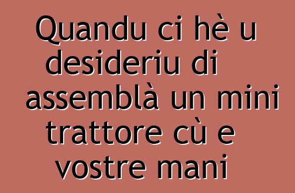 Quandu ci hè u desideriu di assemblà un mini trattore cù e vostre mani