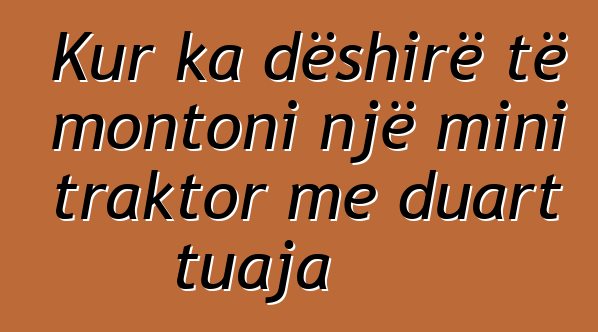 Kur ka dëshirë të montoni një mini traktor me duart tuaja