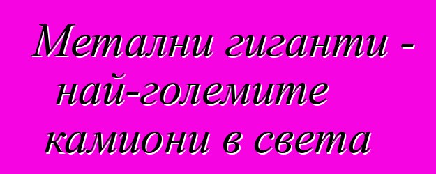 Метални гиганти - най-големите камиони в света