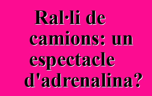 Ral·li de camions: un espectacle d'adrenalina?